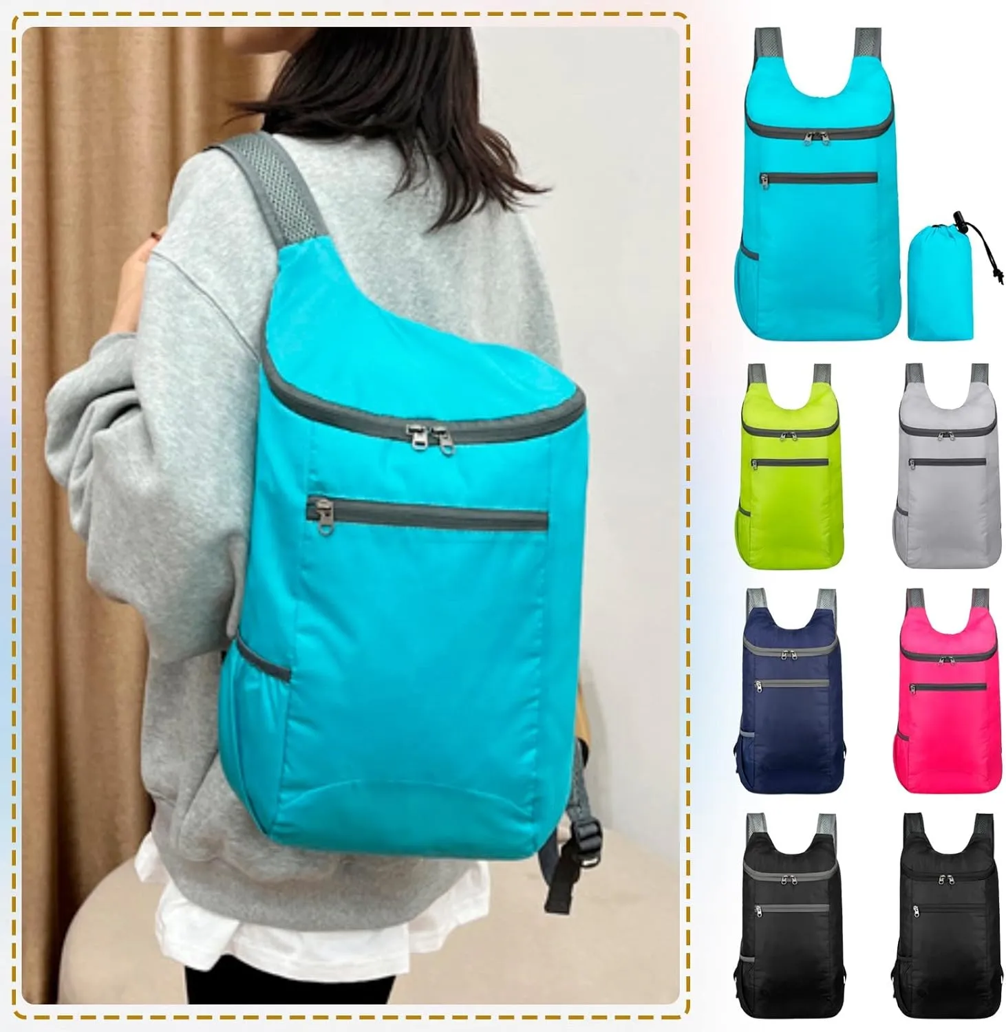 Beach Tote Bag Folding Hiking Backpack Lightweight Sport Day-Pack Suitable For Gym Mens Outdoor Climb Beach Travel G