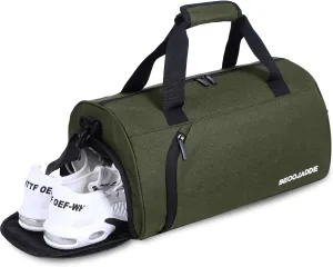 BECOJADDE Sports Bags for Men and Women, 35L Travel Duffel Bag, Overnight Bag with Shoe Compartment & Wet Compartment, Waterproof Carry On Bag for Sports, Gym, Swimming, Army Green, 25L, Travel