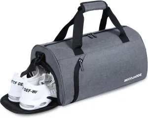 BECOJADDE Sports Bags for Men and Women, 35L Travel Duffel Bag, Overnight Bag with Shoe Compartment & Wet Compartment, Waterproof Carry On Bag for Sports, Gym, Swimming, gray, 25L, Travel handbag