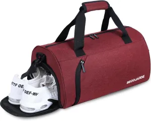 BECOJADDE Sports Bags for Men and Women, 35L Travel Duffel Bag, Overnight Bag with Shoe Compartment & Wet Compartment, Waterproof Carry On Bag for Sports, Gym, Swimming, Red-wine, 25L, Travel handbag