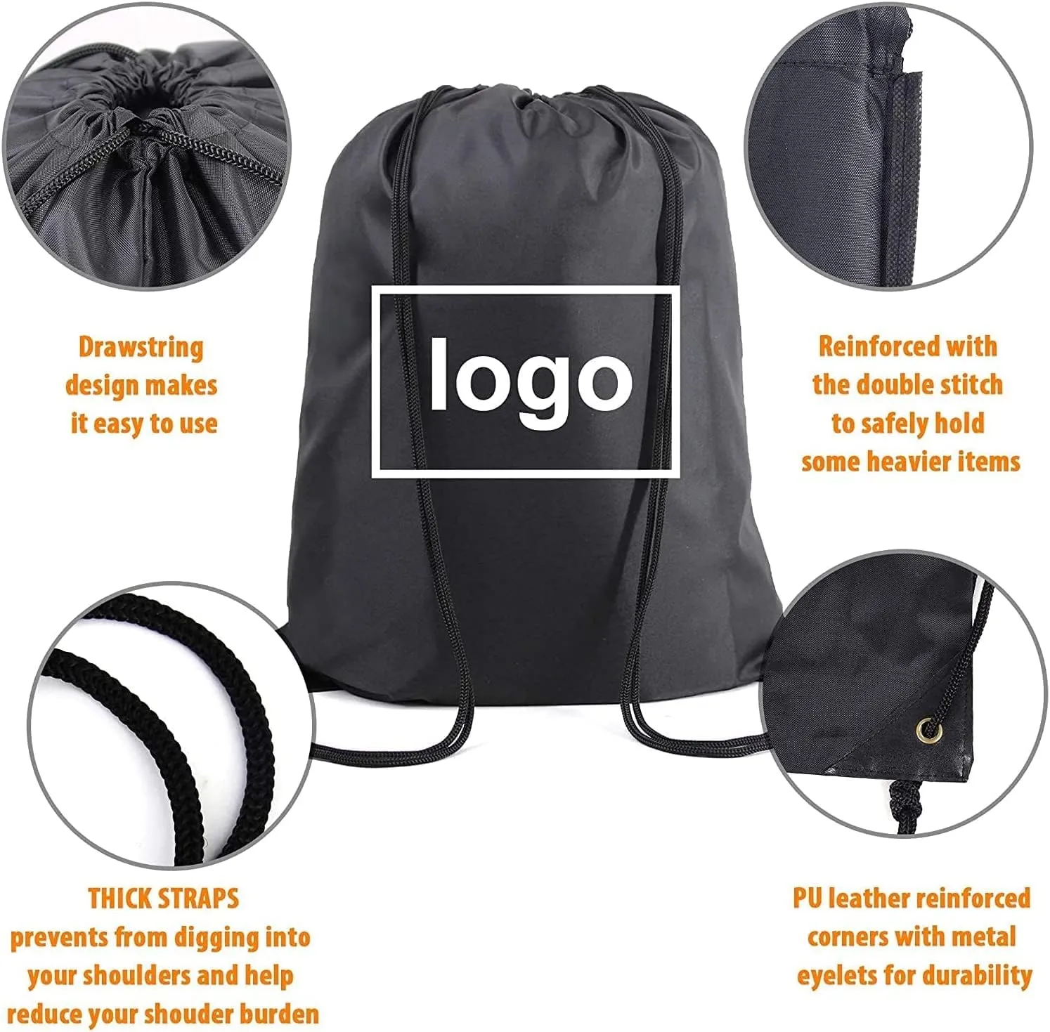 BeeGreen Black and Red Drawstring Backpack Bags Bulk 2 Pack X-Large 22.4" L x 17.5" W Sports Cinch Sack Gym String Bags Machine Washable Heavy Duty for Men Women