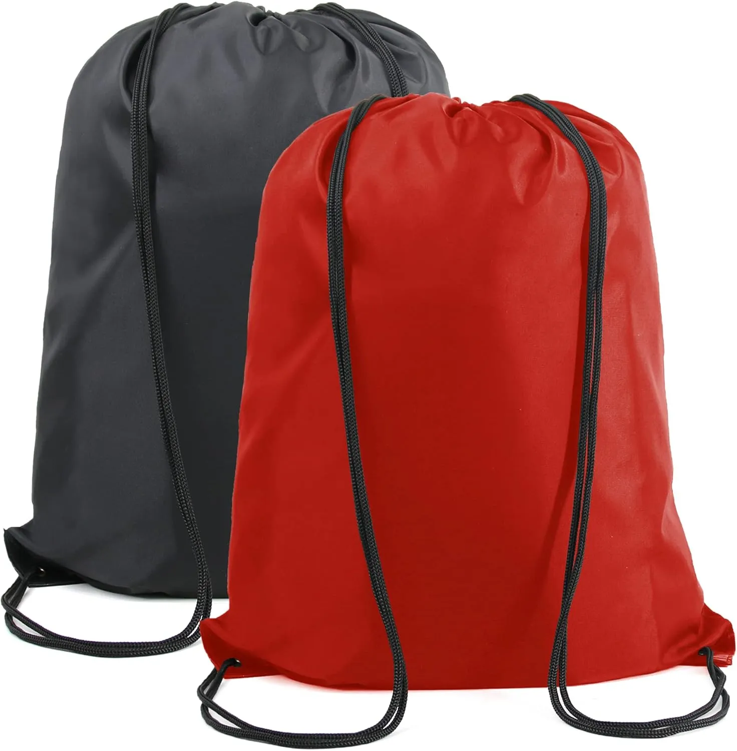 BeeGreen Black and Red Drawstring Backpack Bags Bulk 2 Pack X-Large 22.4" L x 17.5" W Sports Cinch Sack Gym String Bags Machine Washable Heavy Duty for Men Women