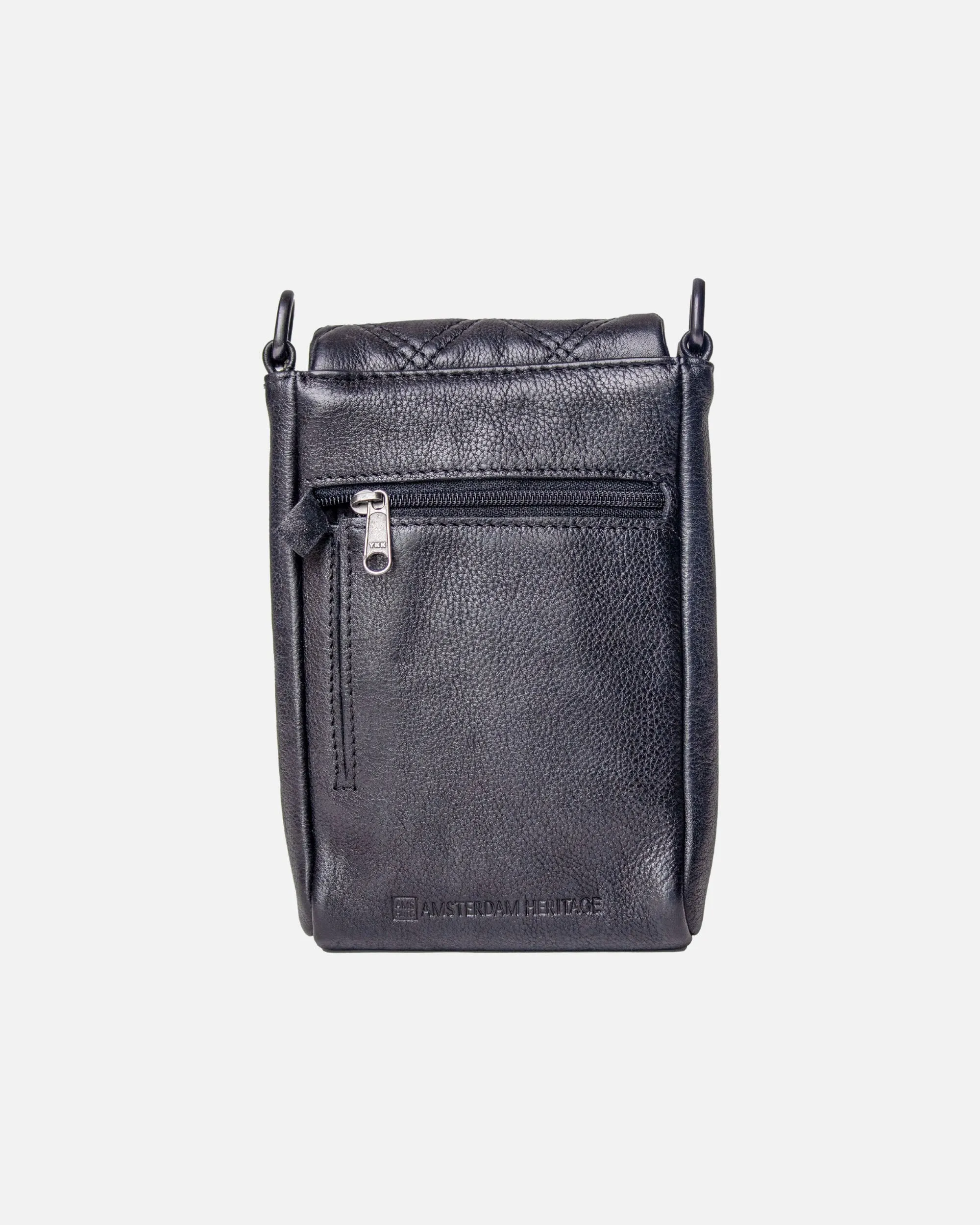 Beks | Diamond-Patterned Leather Phone Bag