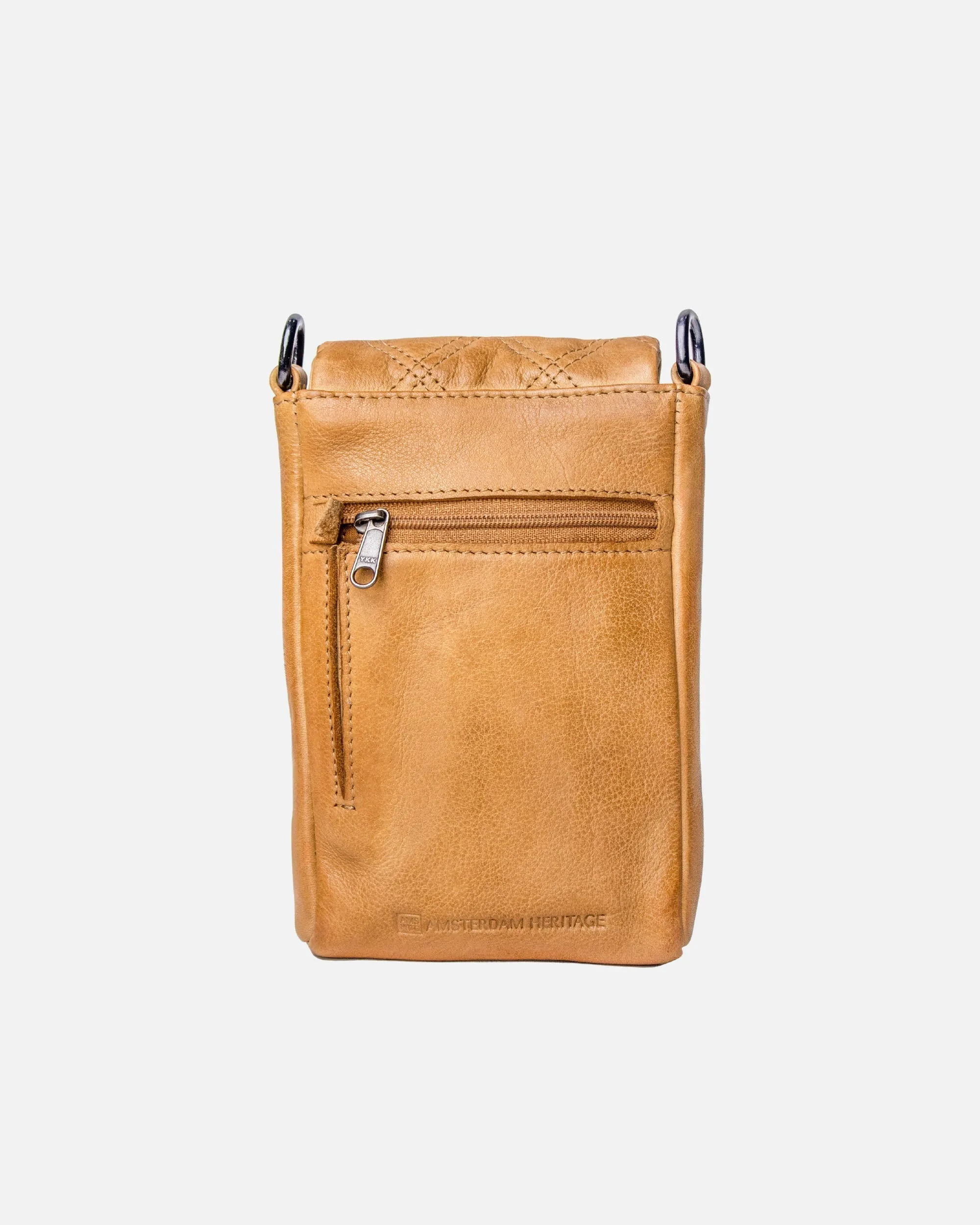 Beks | Diamond-Patterned Leather Phone Bag