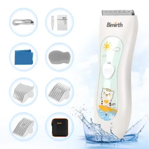 Bimirth Baby Hair Clipper, Silent Hair Clippers for Children, Quiet Kids Hair Trimmer, Cordless Toddler Haircut Machine in Bag for Easy Storage, USB Rechargeable, Waterproof, 3 Guide Combs (with Bag) white-S11
