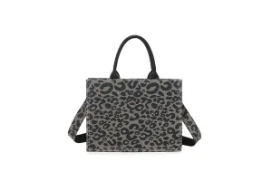 Black & Nude Leopard Print Tote Handbag