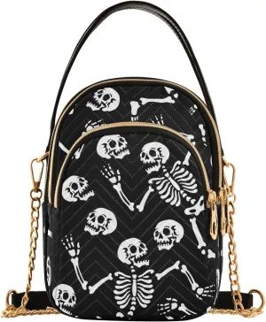 Black and White Grid Cross Body Bag for Woman Travel, Woman Handbags Triple Zip Small Shoulder Purse