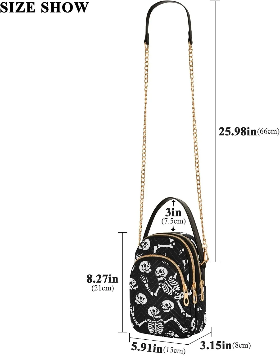 Black and White Grid Cross Body Bag for Woman Travel, Woman Handbags Triple Zip Small Shoulder Purse