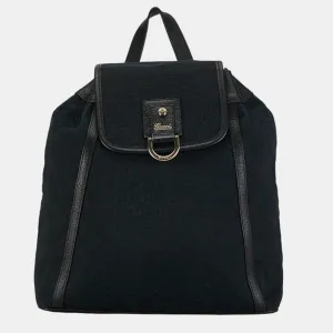 Black Canvas GG Canvas Drawstring Backpack