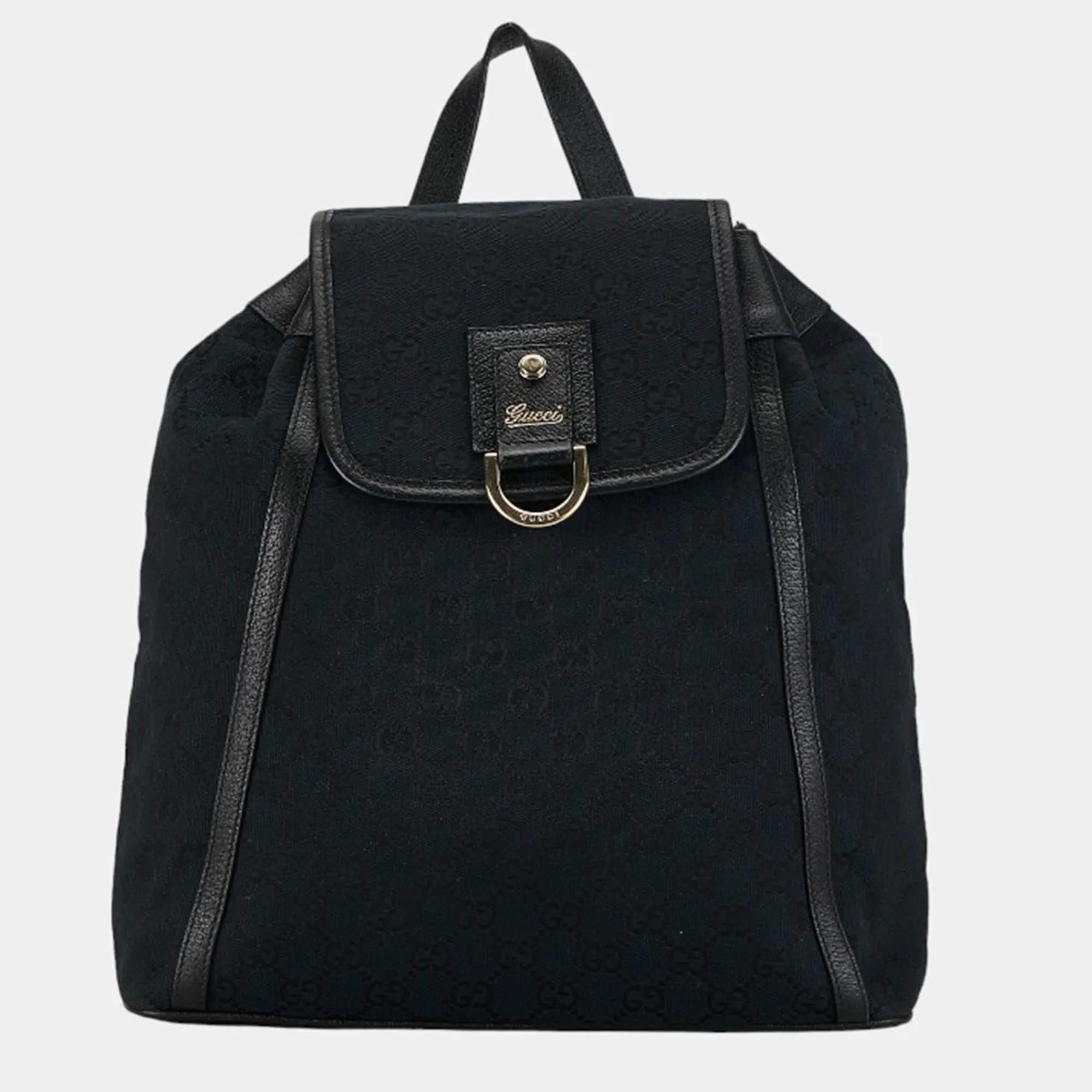 Black Canvas GG Canvas Drawstring Backpack