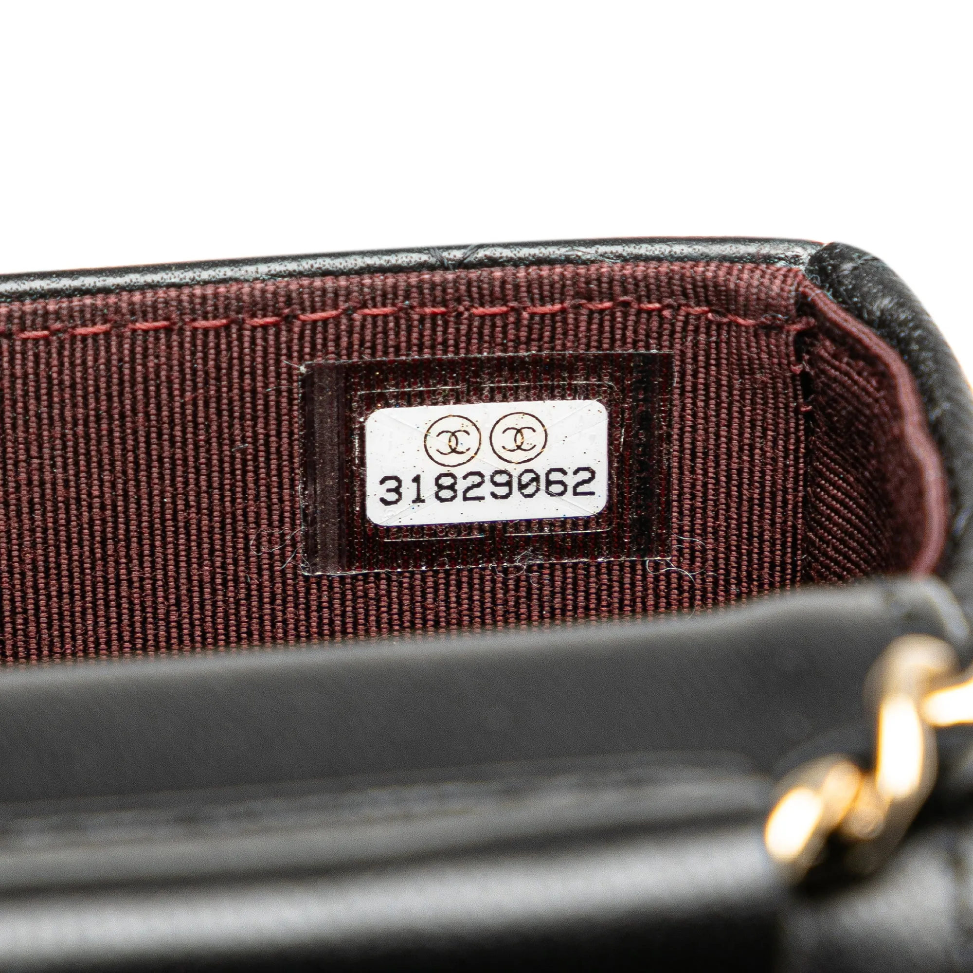 Black Chanel CC Quilted Lambskin Flap Card Holder On Chain Crossbody Bag