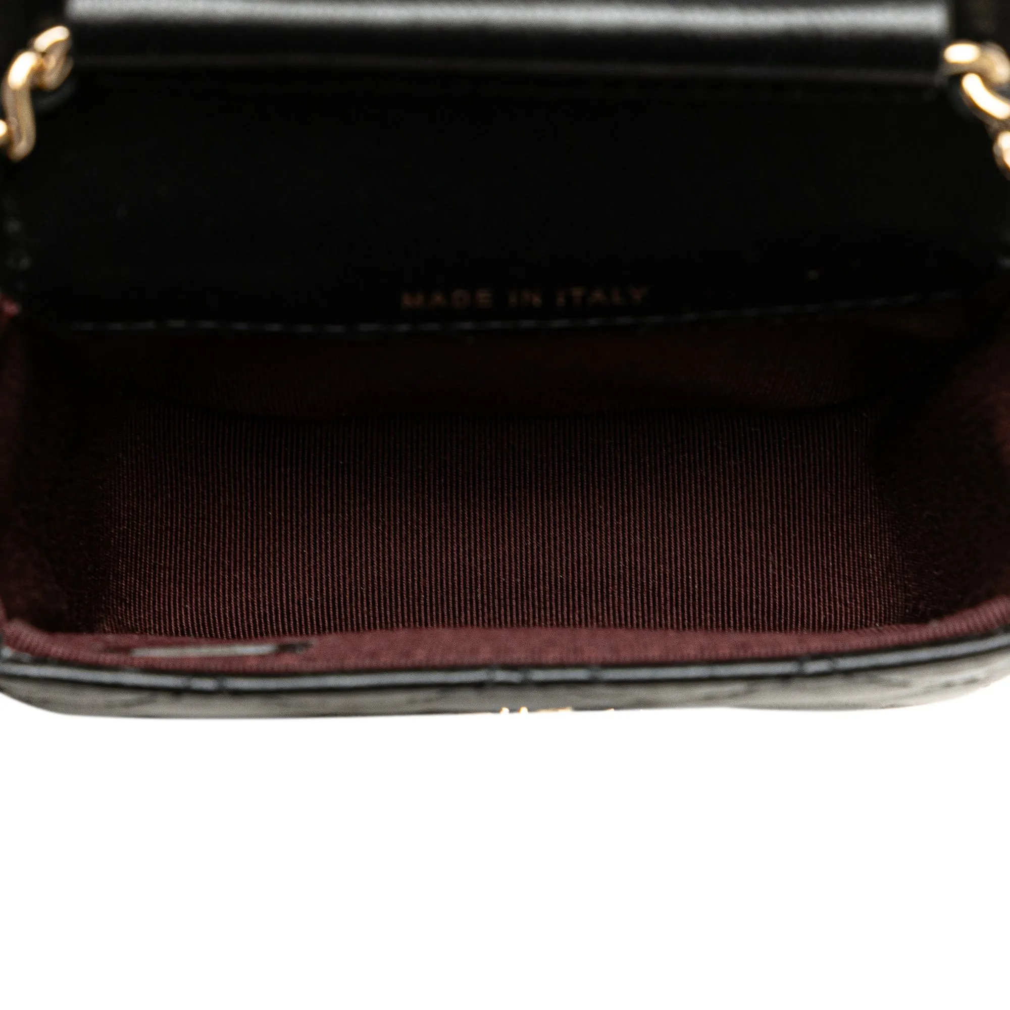 Black Chanel CC Quilted Lambskin Flap Card Holder On Chain Crossbody Bag