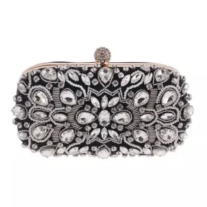 Black Crystal Beaded Clutch