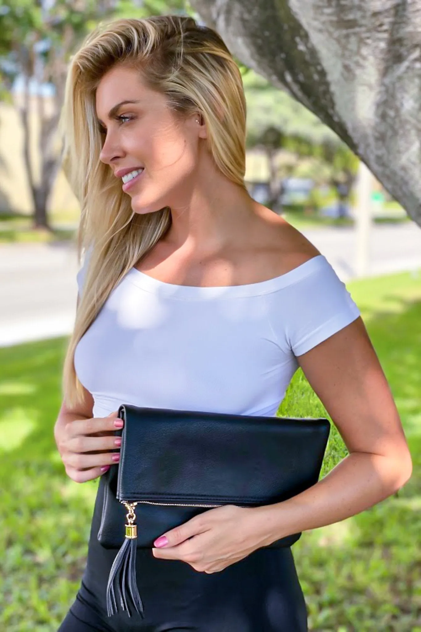 Black Foldover Clutch