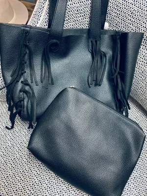 Black Fringe Tote