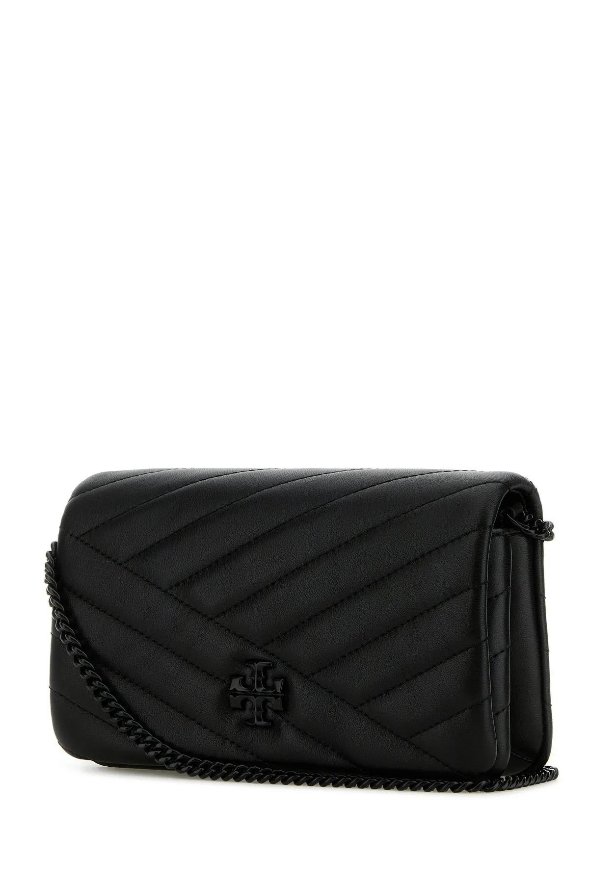 Black leather Kira clutch