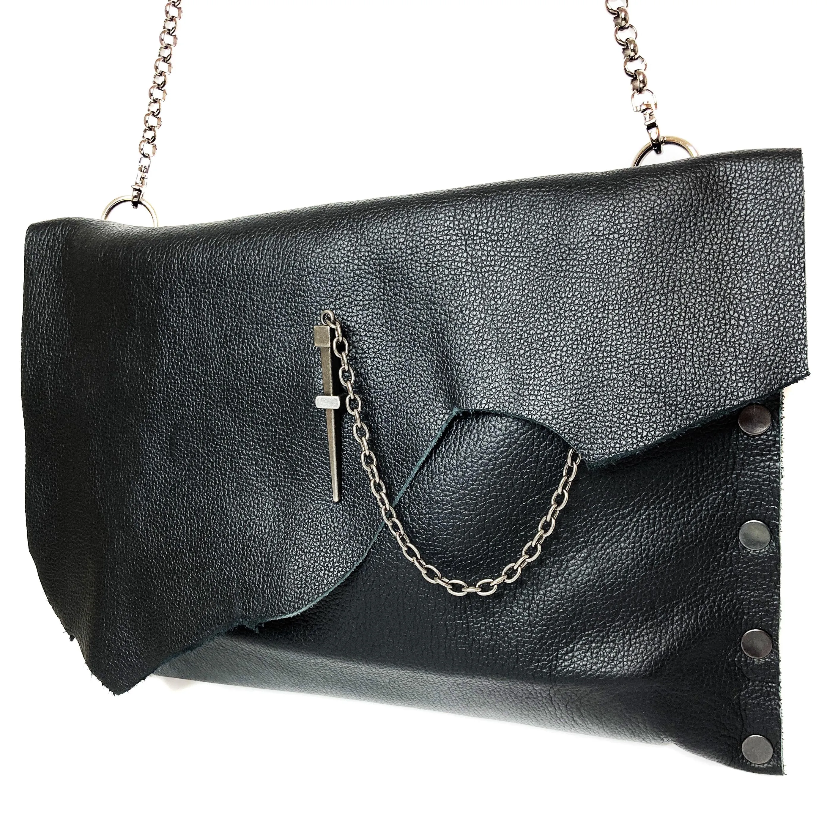 Black Leather "Cindy" Crossbody bag