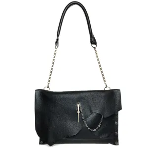 Black Leather "Cindy" Crossbody bag