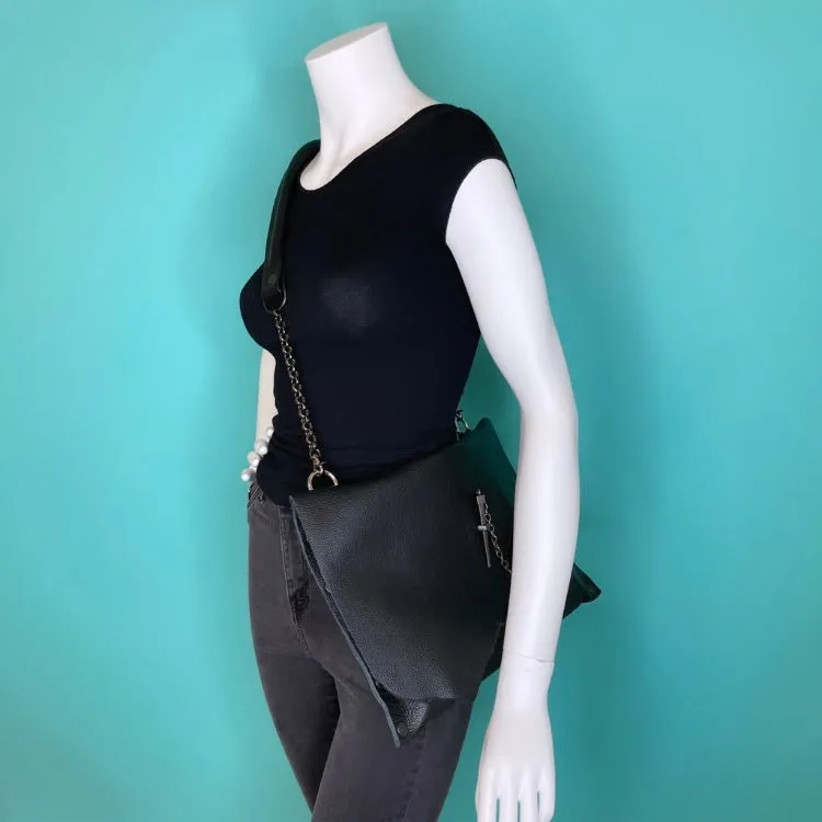 Black Leather "Cindy" Crossbody bag