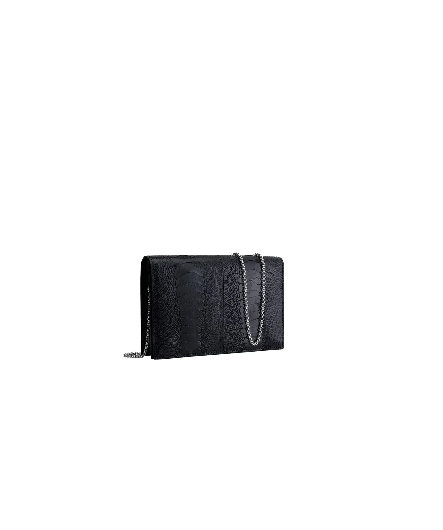 Black Ostrich Shin | 'Isandla' Clutch
