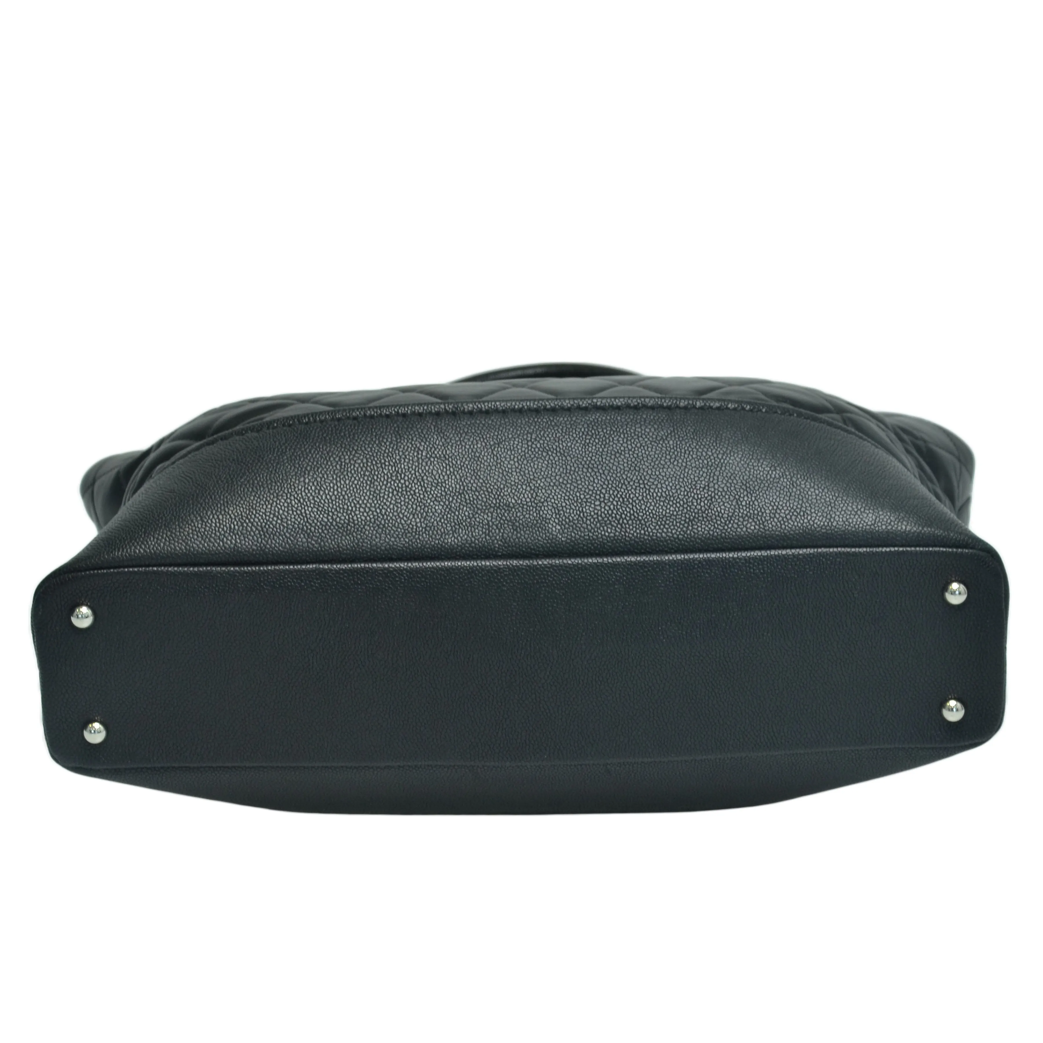 Black Quilted Be CC Double Handle Tote Bag