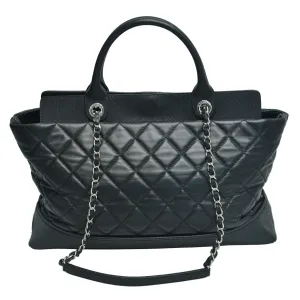 Black Quilted Be CC Double Handle Tote Bag