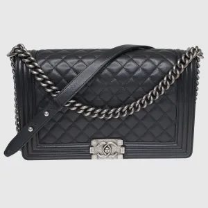 Black Quilted Large Le Boy Bag