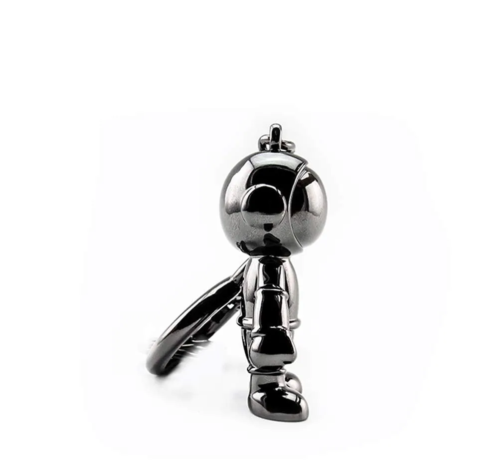 Black Robot Keychains Men Creative Spacemen Car Key Chain Ring for Office Backpack Purse Charm Black