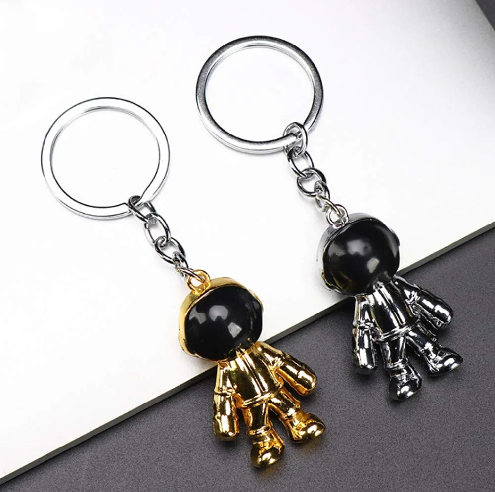 Black Robot Keychains Men Creative Spacemen Car Key Chain Ring for Office Backpack Purse Charm Black