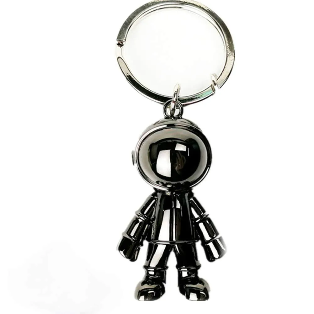 Black Robot Keychains Men Creative Spacemen Car Key Chain Ring for Office Backpack Purse Charm Black