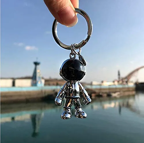 Black Robot Keychains Men Creative Spacemen Car Key Chain Ring for Office Backpack Purse Charm Black