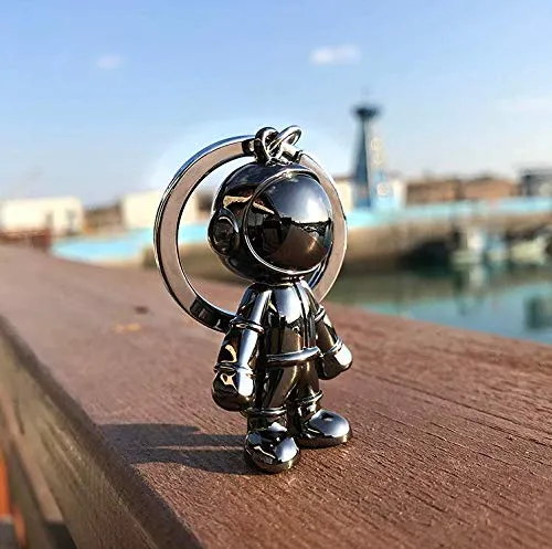 Black Robot Keychains Men Creative Spacemen Car Key Chain Ring for Office Backpack Purse Charm Black