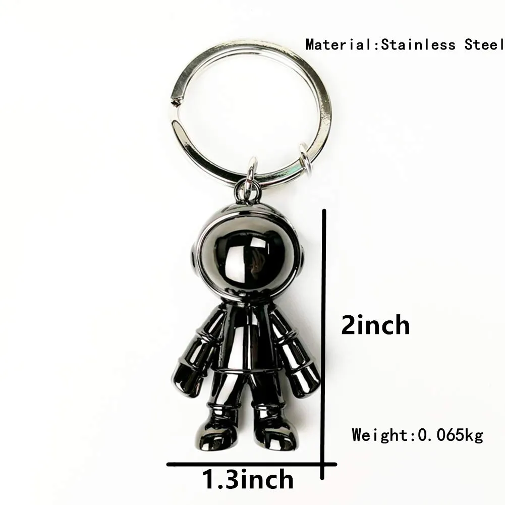 Black Robot Keychains Men Creative Spacemen Car Key Chain Ring for Office Backpack Purse Charm Black