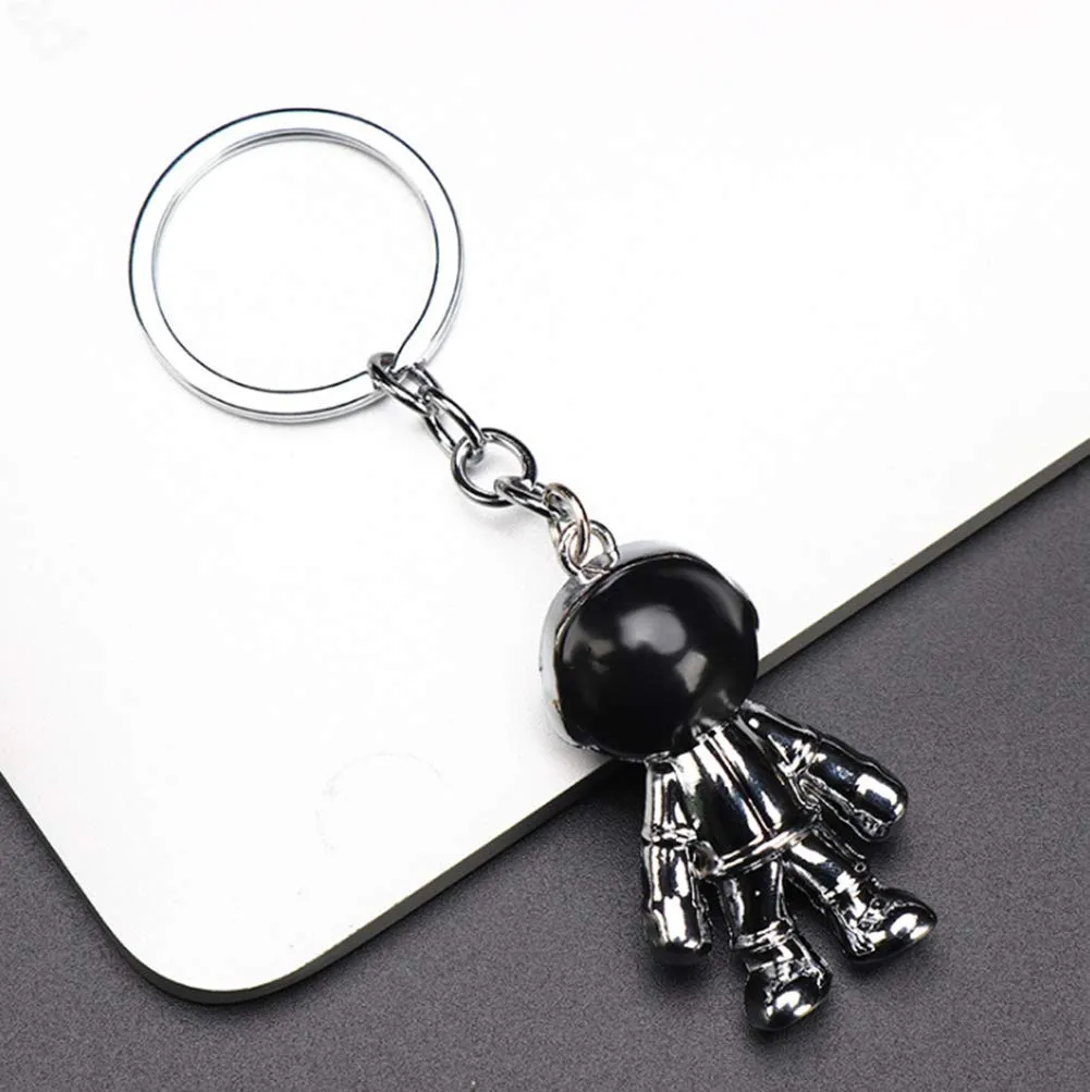 Black Robot Keychains Men Creative Spacemen Car Key Chain Ring for Office Backpack Purse Charm Black