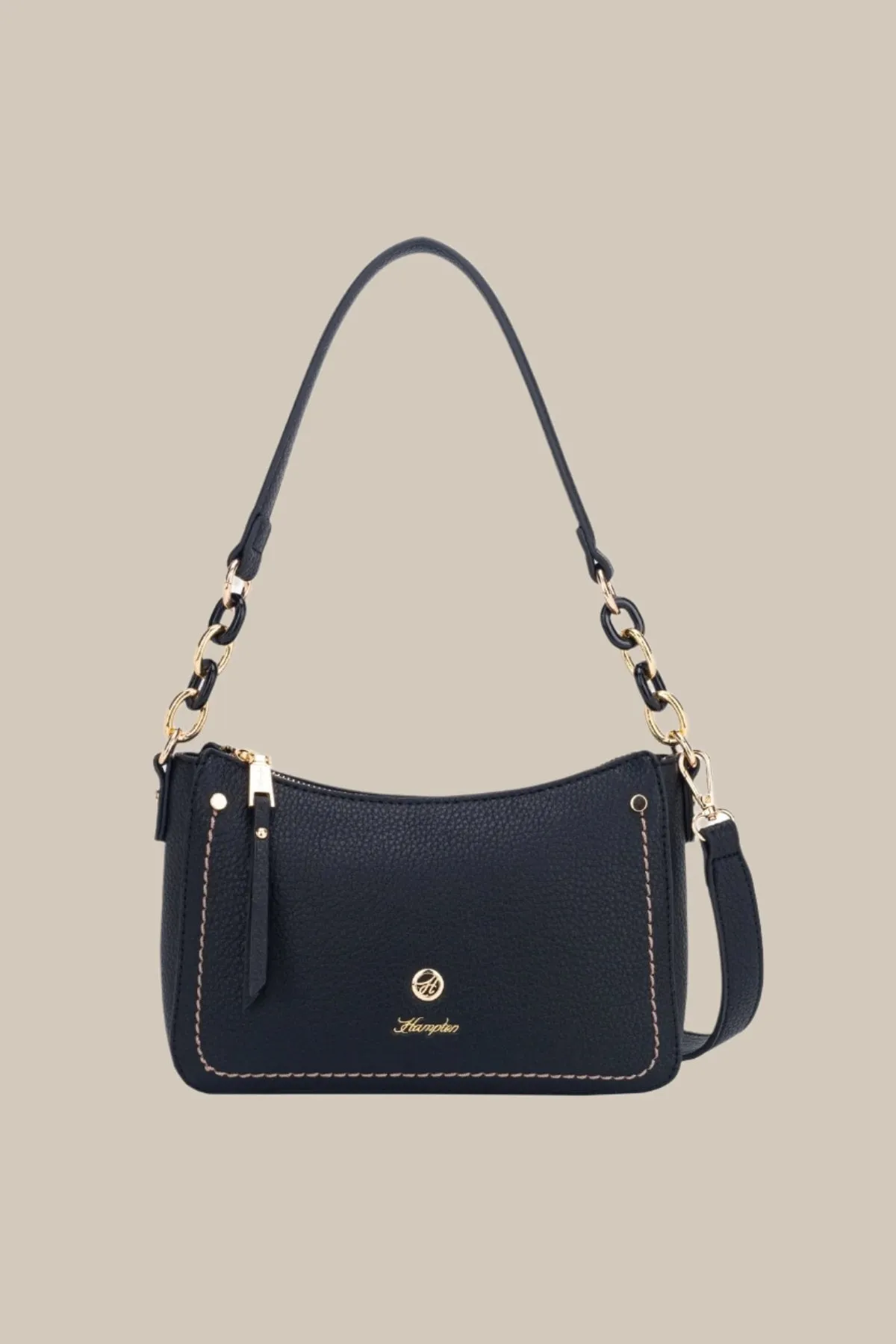 Black Tern Curved Zip Shoulder Bag