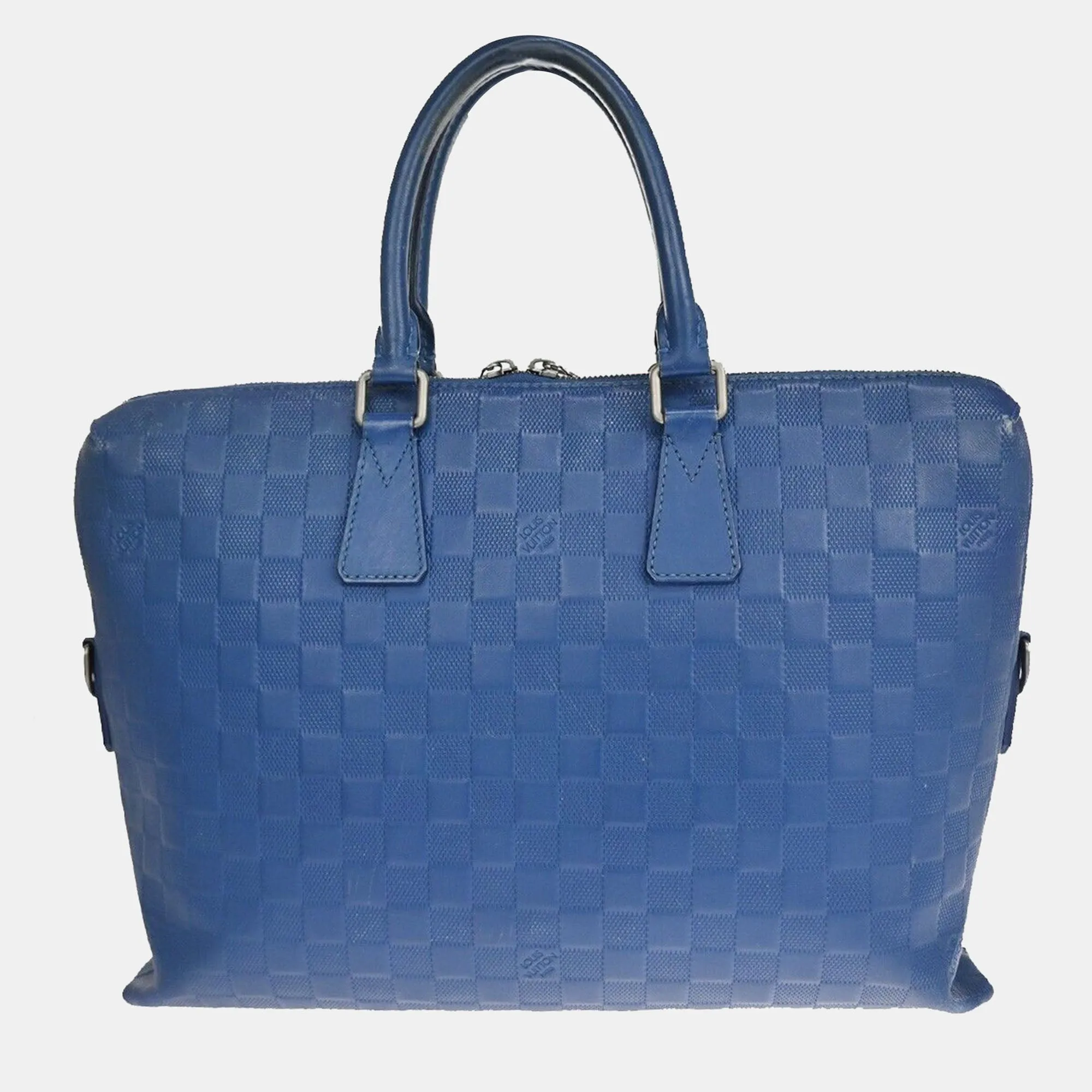 Blue Leather Porte Documents Briefcase