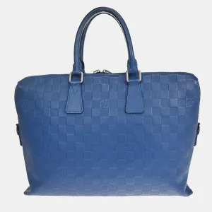 Blue Leather Porte Documents Briefcase