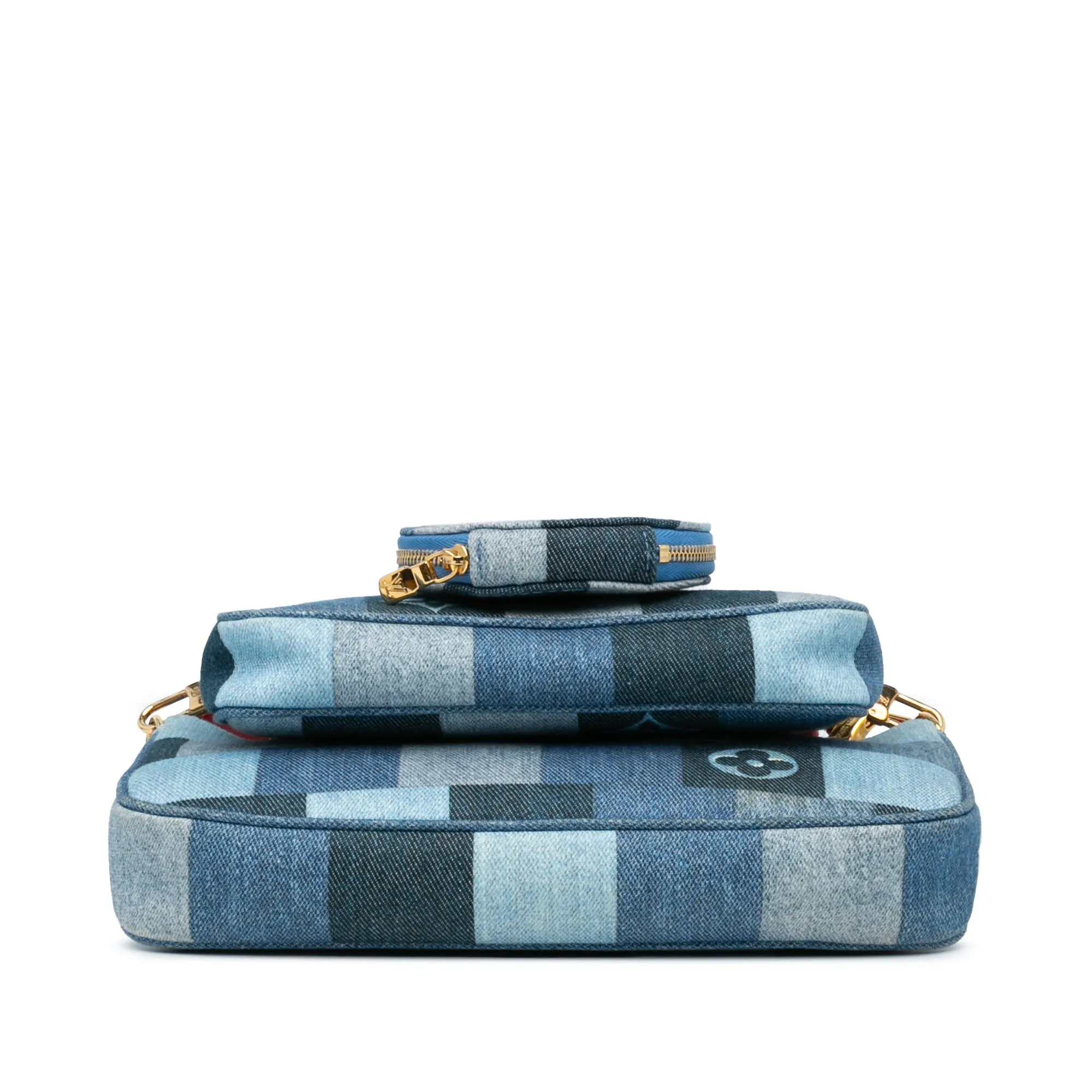 Blue Louis Vuitton Monogram Denim Patchwork Multi Pochette Accessoires Crossbody Bag