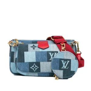 Blue Louis Vuitton Monogram Denim Patchwork Multi Pochette Accessoires Crossbody Bag