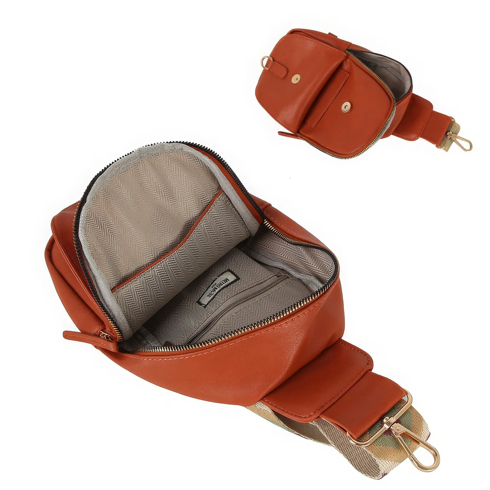 Blue Zone Planet |  Ava's Smooth Zipper Sling Crossbody With Guitar Strap
