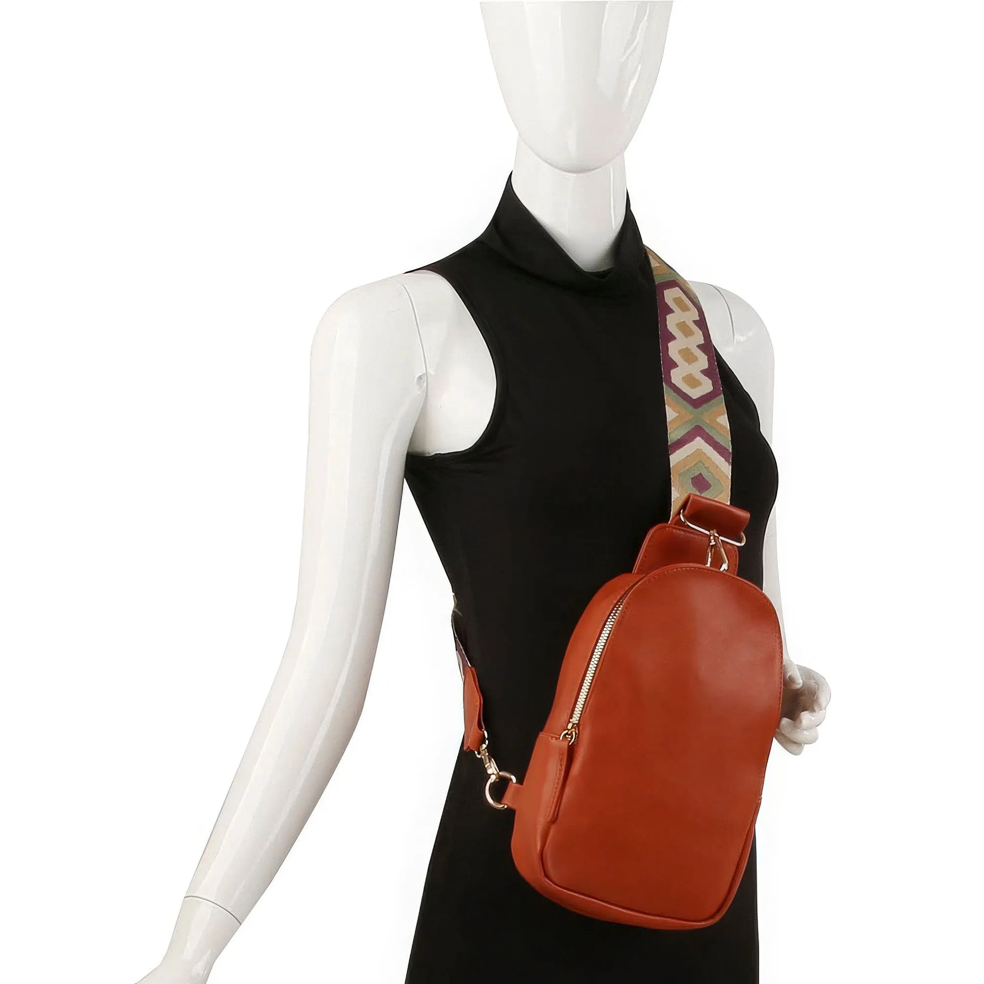 Blue Zone Planet |  Ava's Smooth Zipper Sling Crossbody With Guitar Strap