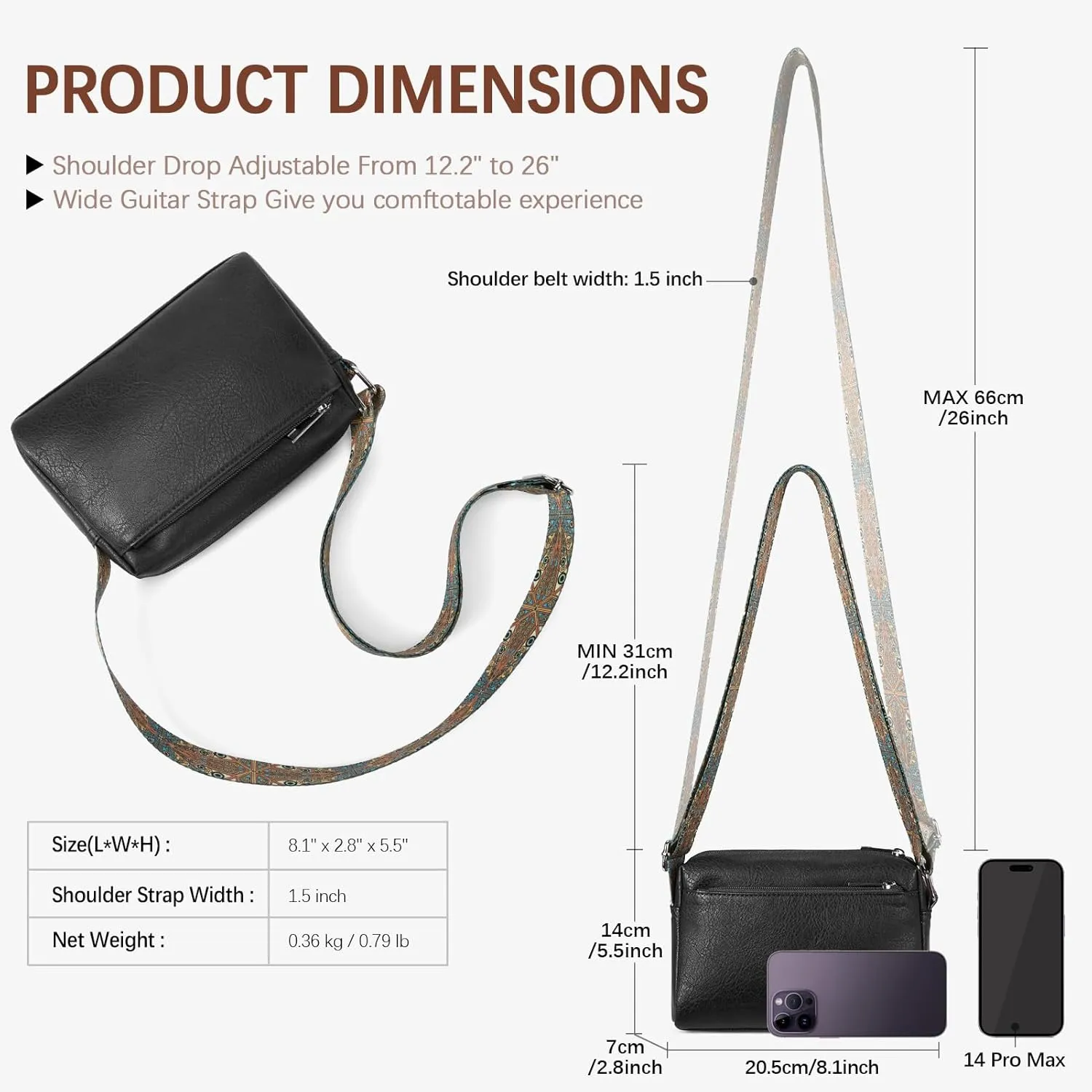 BOSTANTEN Crossbody Bags for Women Vegan Leather Purses Quilted Shoulder Handbags with Adjustable Shoulder Strap