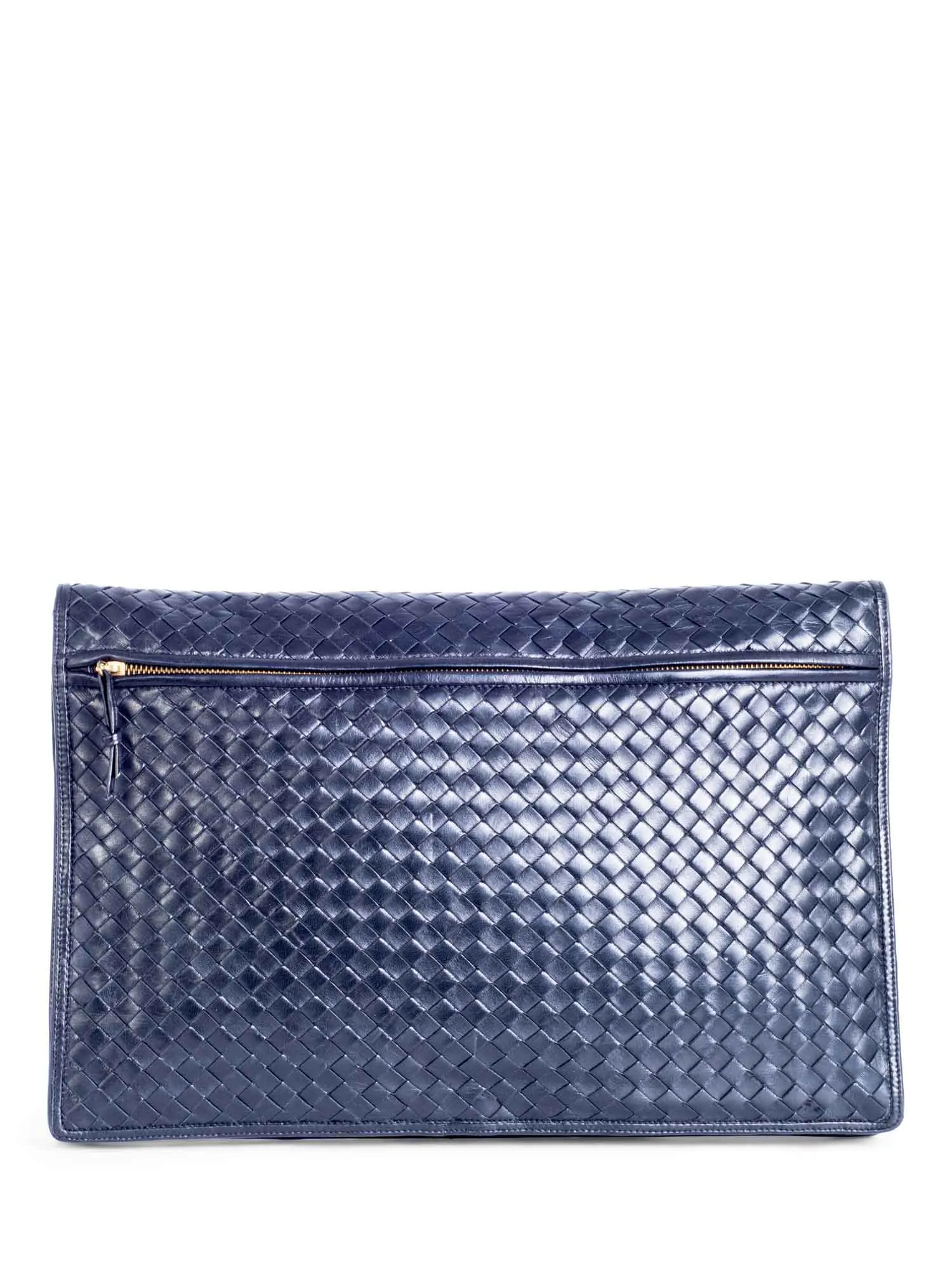 Bottega Veneta Vintage Intrecciato Flap Portfolio Clutch Black