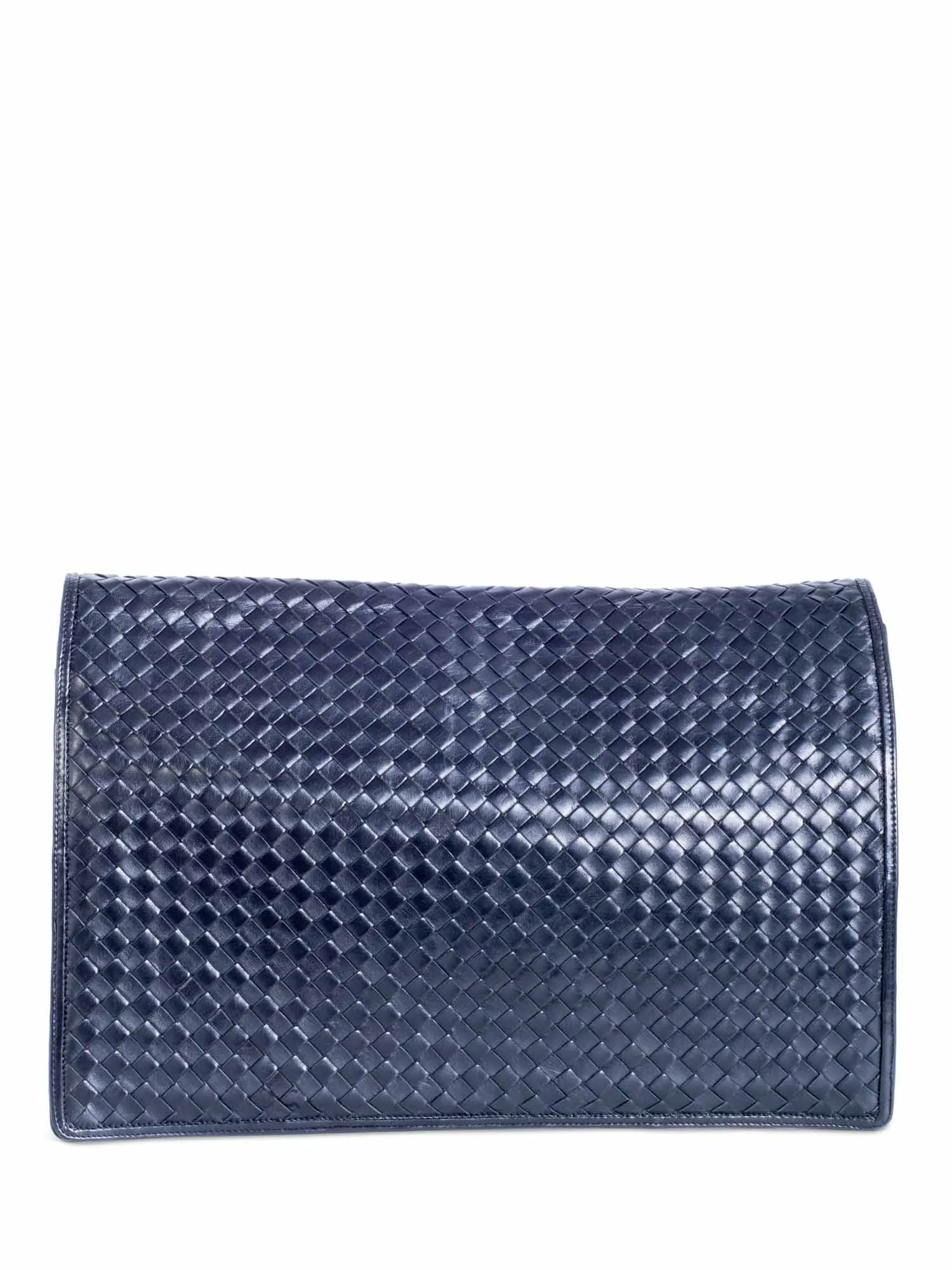 Bottega Veneta Vintage Intrecciato Flap Portfolio Clutch Black