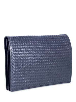 Bottega Veneta Vintage Intrecciato Flap Portfolio Clutch Black