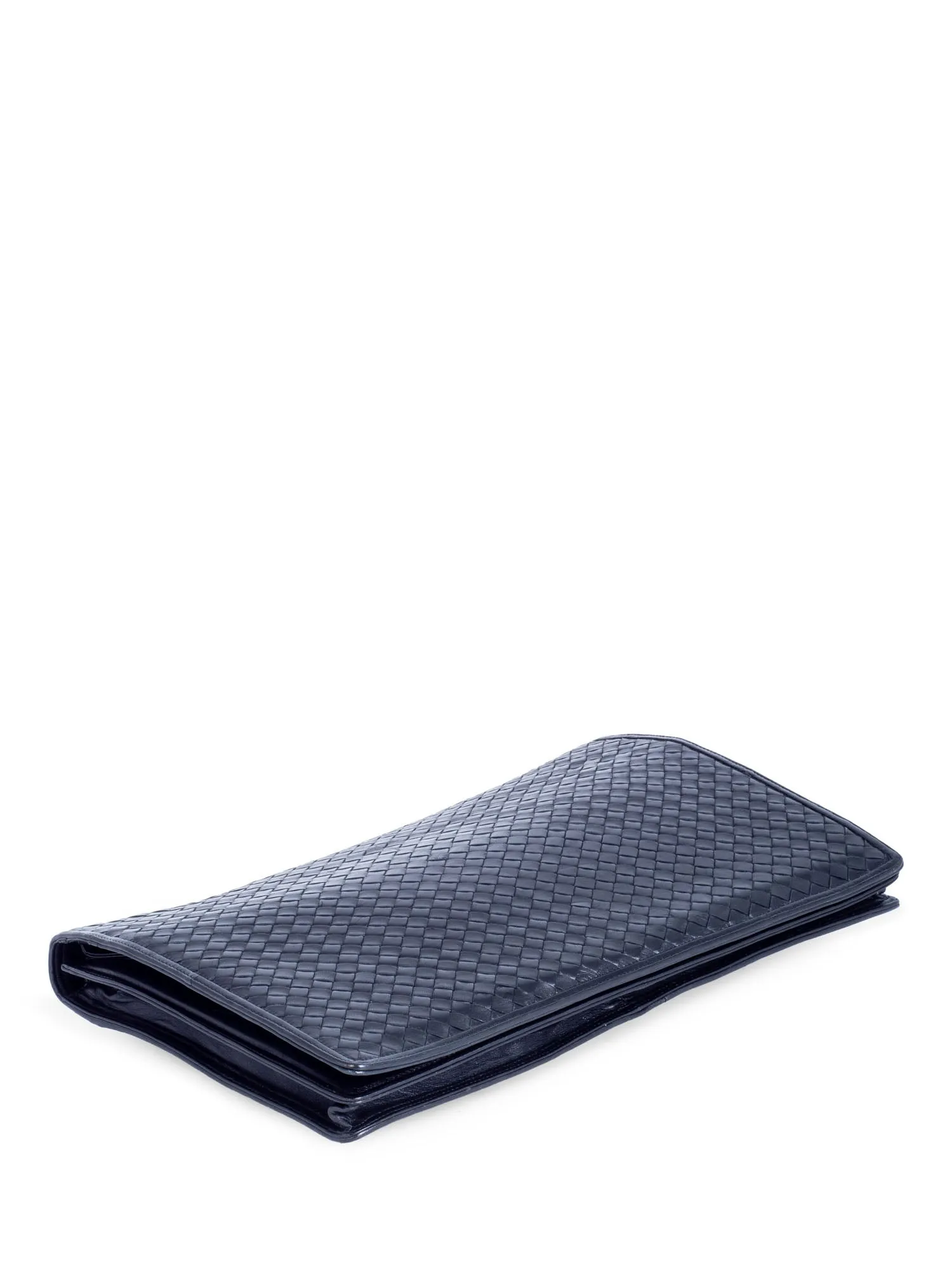 Bottega Veneta Vintage Intrecciato Flap Portfolio Clutch Black