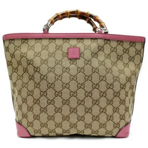 Brand Inspired Gucci Tote Bag Kids Line Banboo Tote Bag Pink Canvas