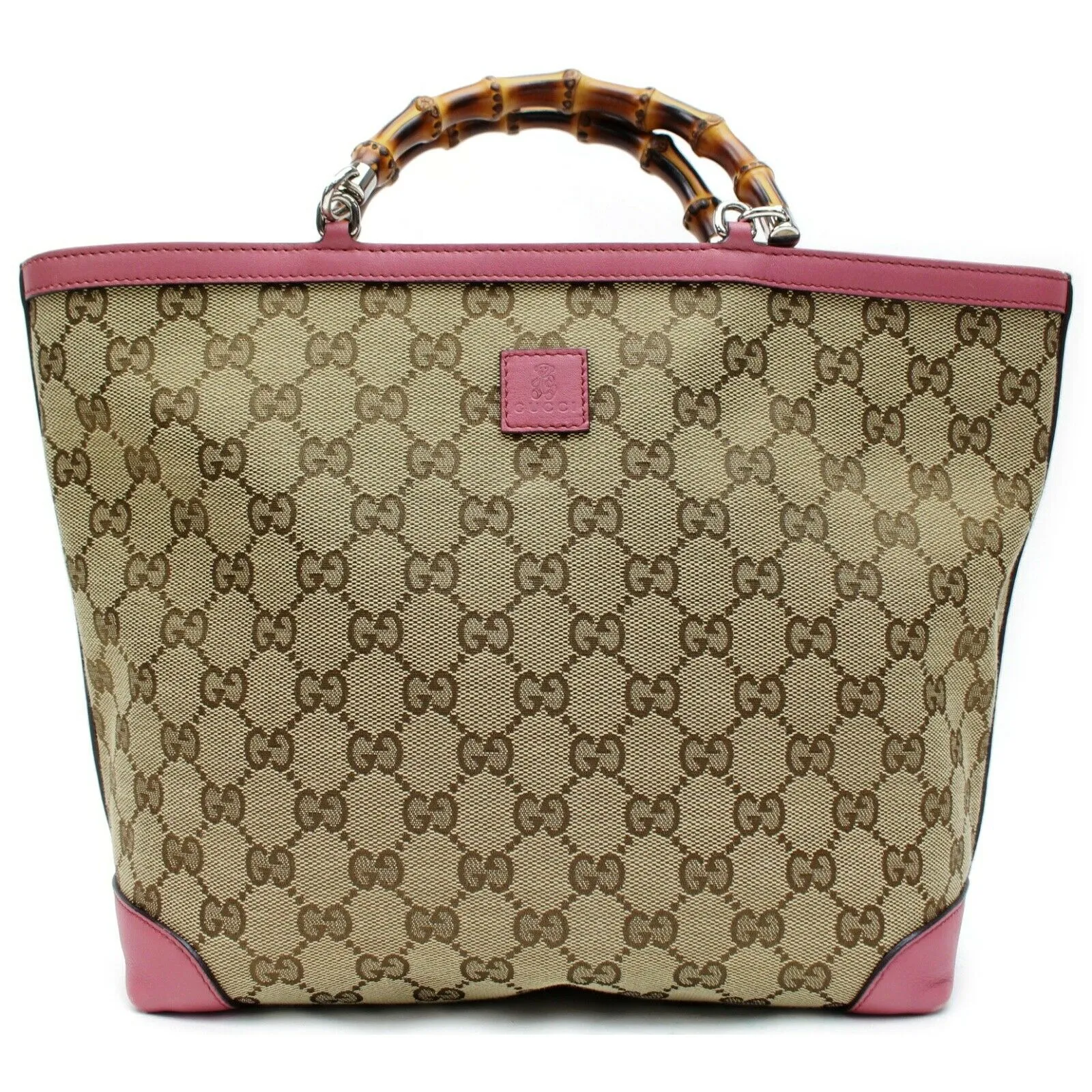 Brand Inspired Gucci Tote Bag Kids Line Banboo Tote Bag Pink Canvas