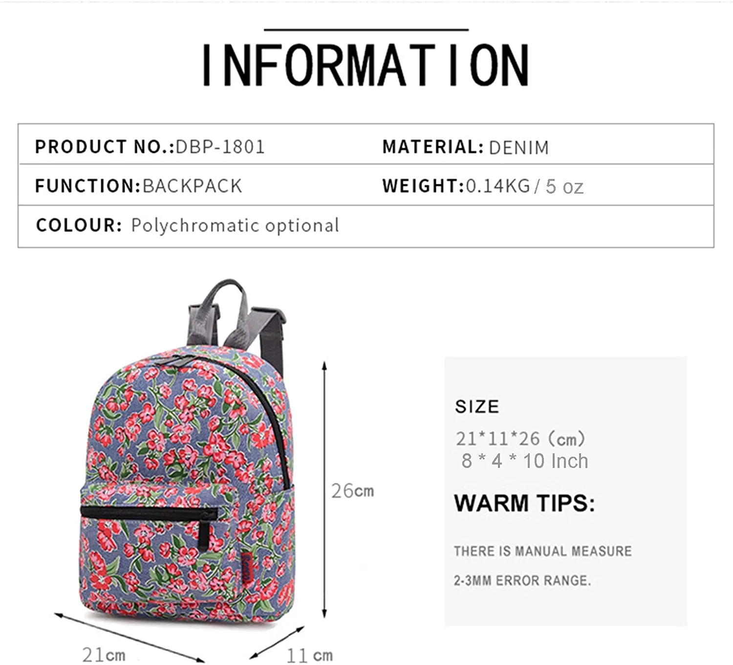 Bravo BTS Mini Denim Backpack 10" (Bloom)