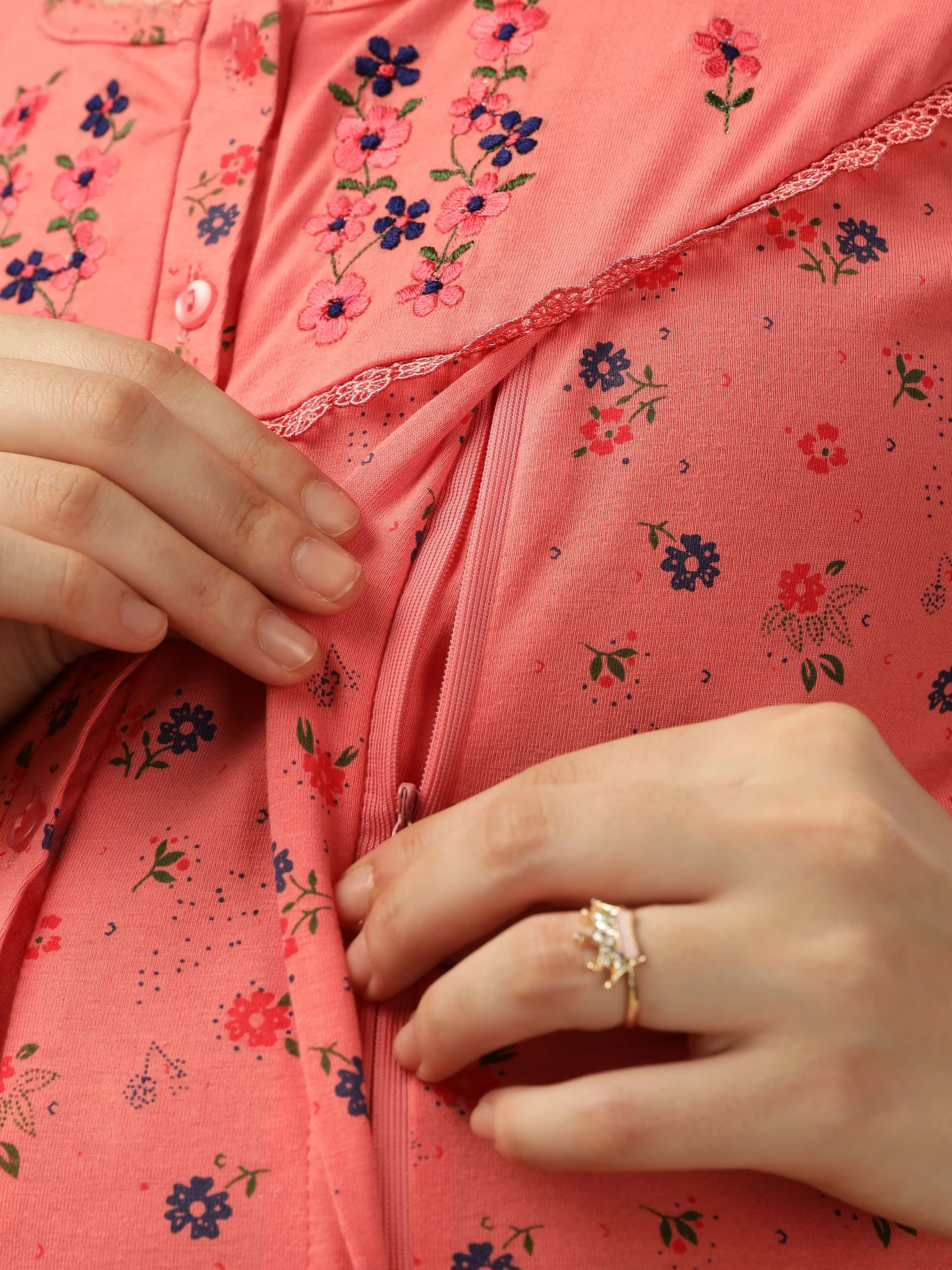 Brighten your nights with our Georgia Peach Maternity Nightdress
